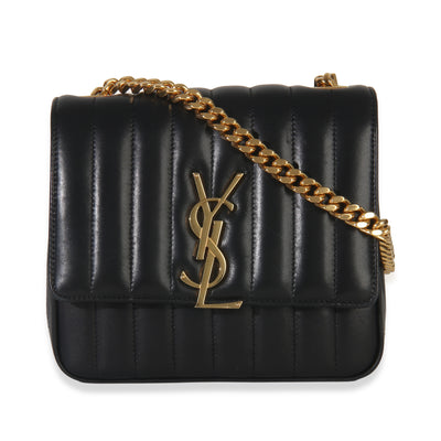 Black Lambskin Matelasse Monogram Medium Vicky Chain Bag