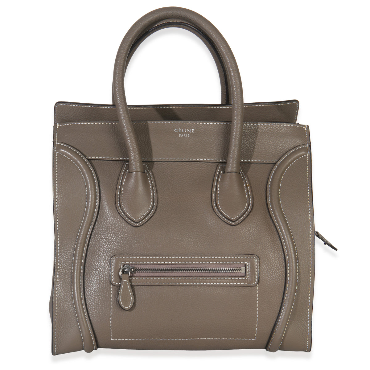 Celine Souris Drummed Calfskin Mini Luggage Tote Handbag fv