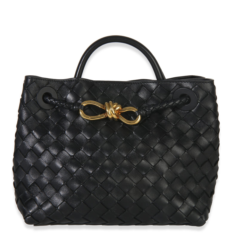 Black Nappa Intrecciato Small Andiamo Bag