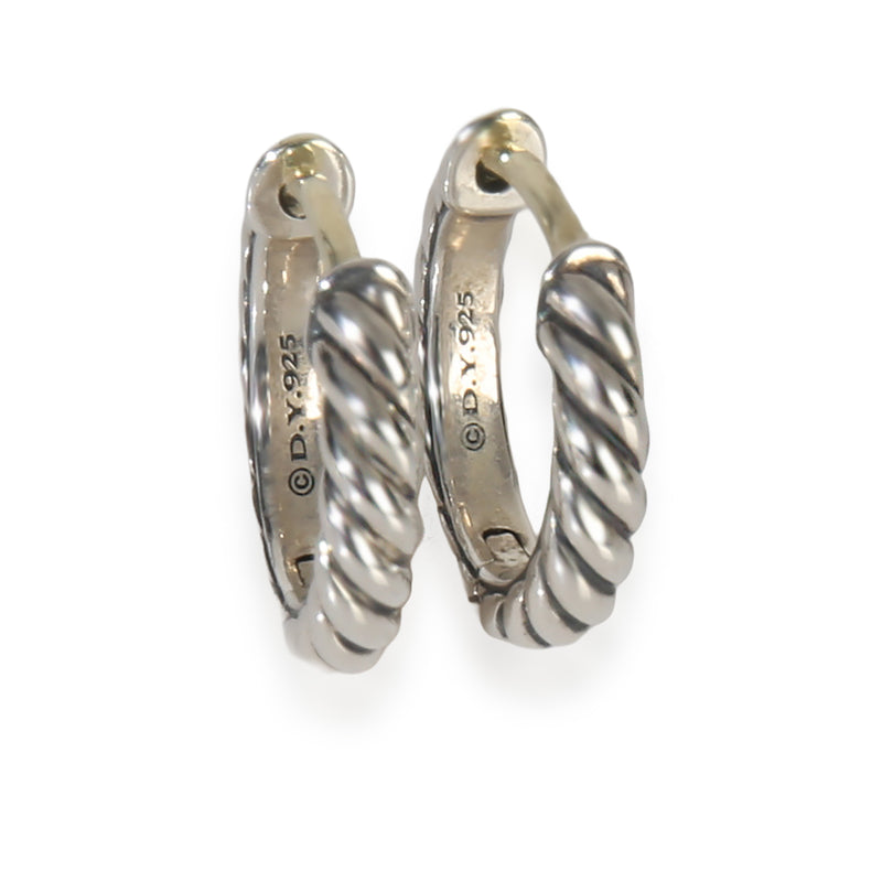 Sterling Silver  Sculpted Cable Micro Huggie Earrings