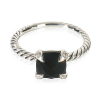 David Yurman Sterling Silver Onyx and Diamond Chatelaine Ring fv