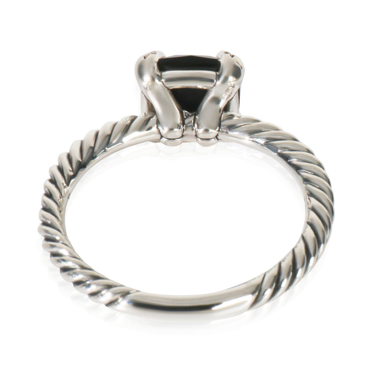 David Yurman Sterling Silver Onyx and Diamond Chatelaine Ring pv