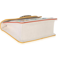 Gucci Cream Linen Ricami Floral Shoulder Bag Handbag clasp