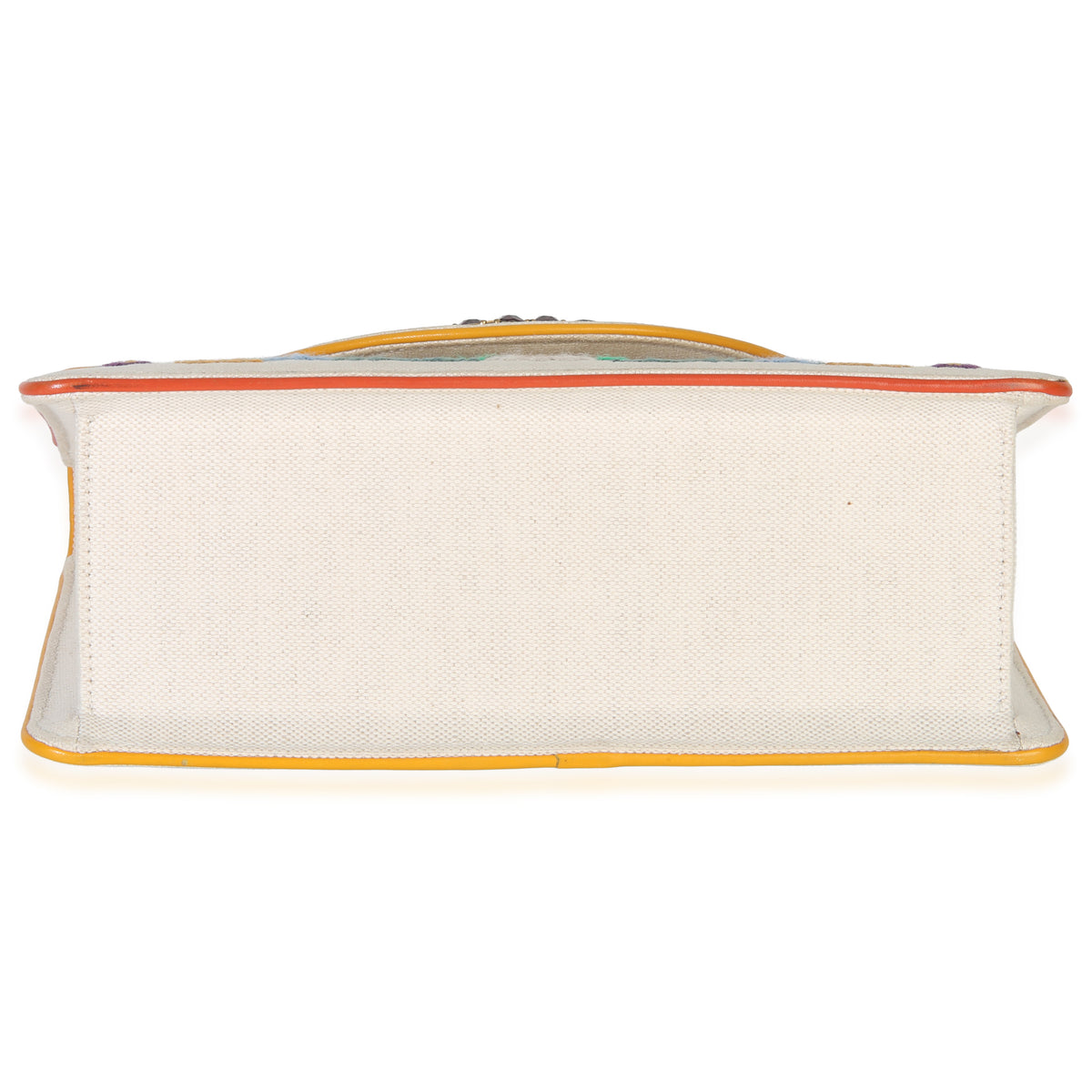 Gucci Cream Linen Ricami Floral Shoulder Bag Handbag stamp