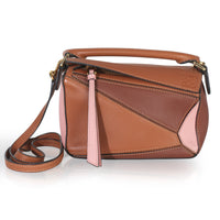 Tan Pink Calfskin Mini Puzzle Bag