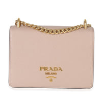 Prada Pink Saffiano Lux Small Logo Chain Flap Bag Handbag fv