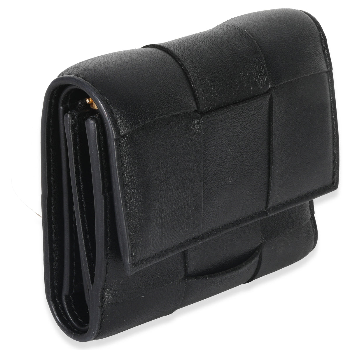 Bottega Veneta Black Cassette Intrecciato Small Trifold Wallet Wallet pv