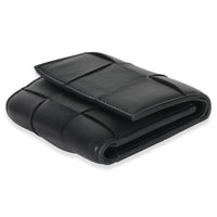 Bottega Veneta Black Cassette Intrecciato Small Trifold Wallet Wallet box
