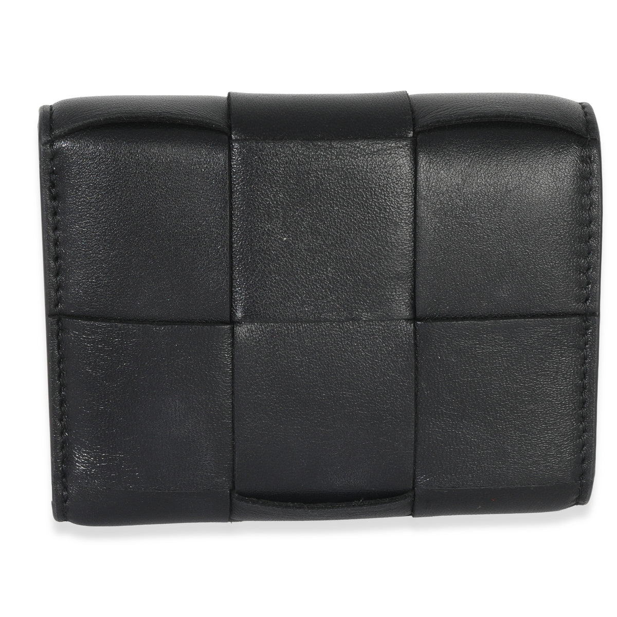 Bottega Veneta Black Cassette Intrecciato Small Trifold Wallet Wallet bv