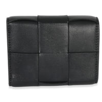 Bottega Veneta Black Cassette Intrecciato Small Trifold Wallet Wallet bv