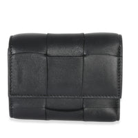 Bottega Veneta Black Cassette Intrecciato Small Trifold Wallet Wallet fv