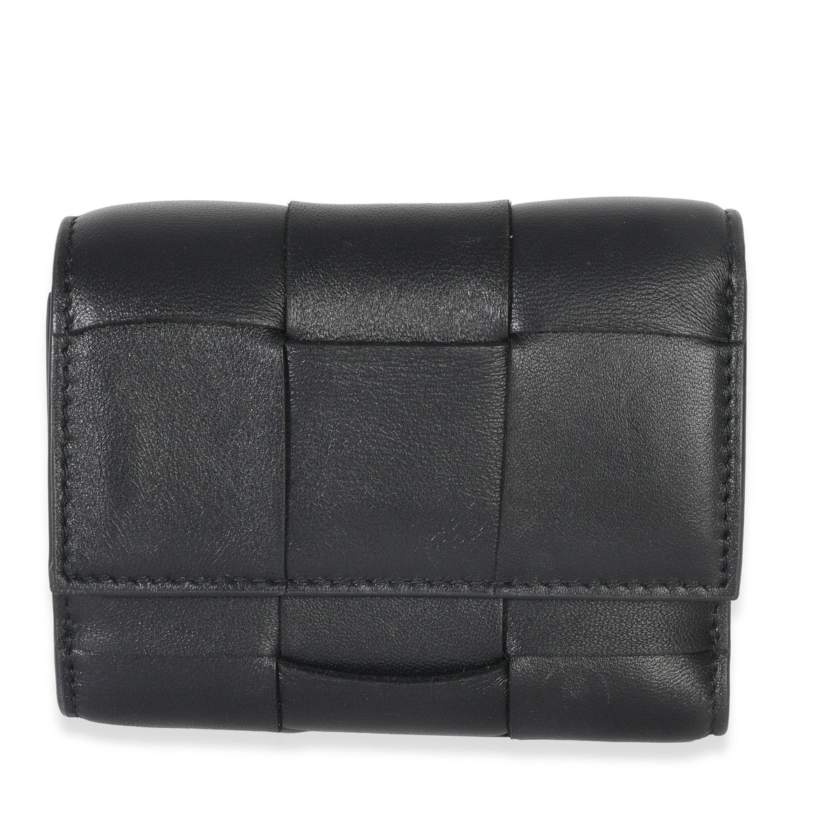 Bottega Veneta Black Cassette Intrecciato Small Trifold Wallet Wallet fv