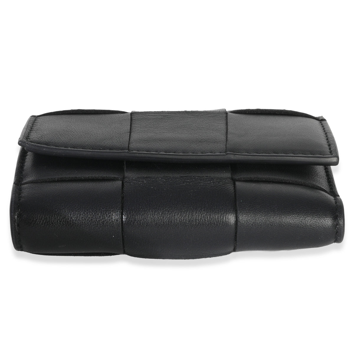 Bottega Veneta Black Cassette Intrecciato Small Trifold Wallet Wallet stamp