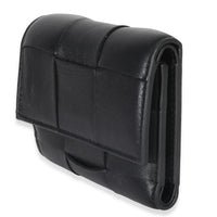 Bottega Veneta Black Cassette Intrecciato Small Trifold Wallet Wallet sv