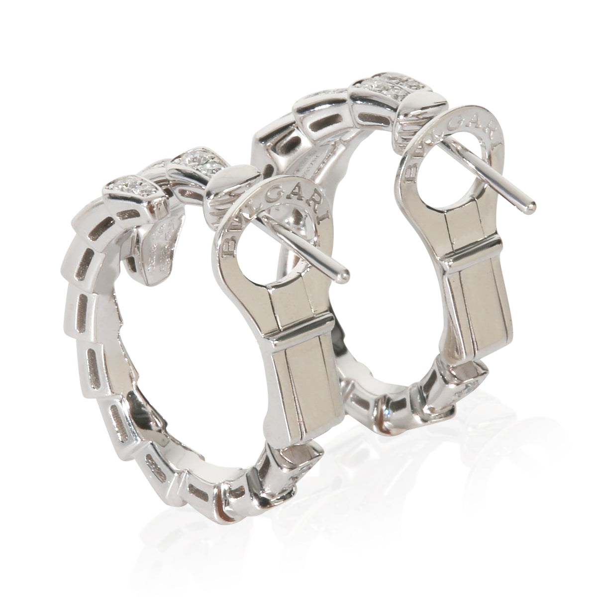 BVLGARI White Gold Diamond Serpenti Viper Earrings av