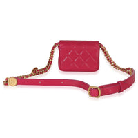 Chanel Pink Quilted Caviar Twist Your Buttons Belt Bag Handbag bv