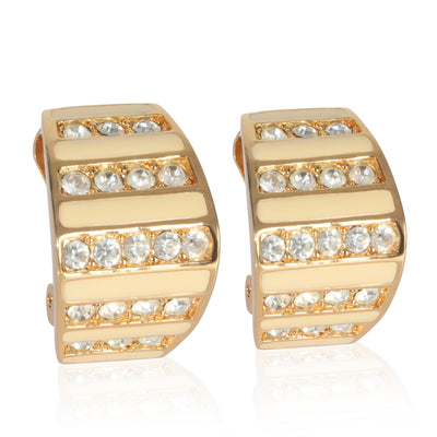 Christian Dior Gold Plated  Crystal Hoop Earrings fv