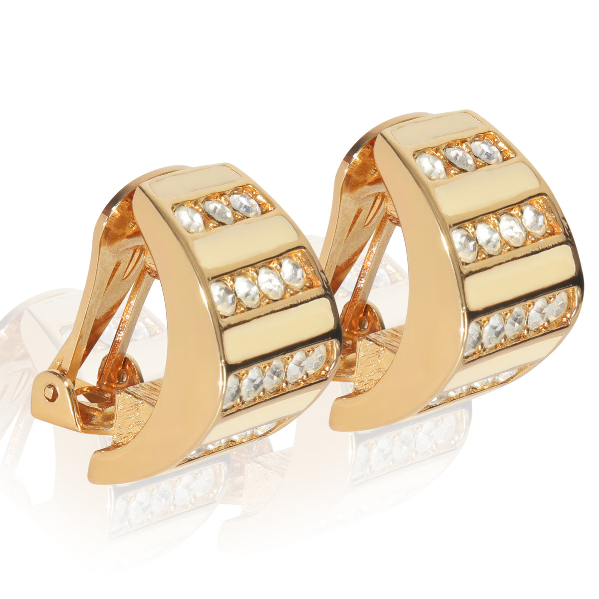 Christian Dior Gold Plated  Crystal Hoop Earrings sv