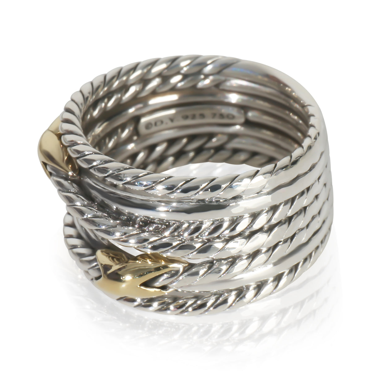 David Yurman Yellow Gold & Sterling Silver  Double X Crossover Ring av