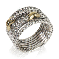David Yurman Yellow Gold & Sterling Silver  Double X Crossover Ring bv