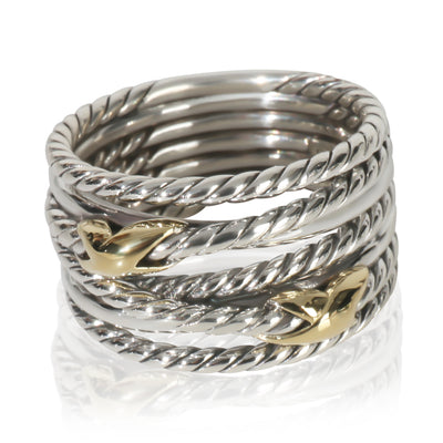 David Yurman Yellow Gold & Sterling Silver  Double X Crossover Ring fv