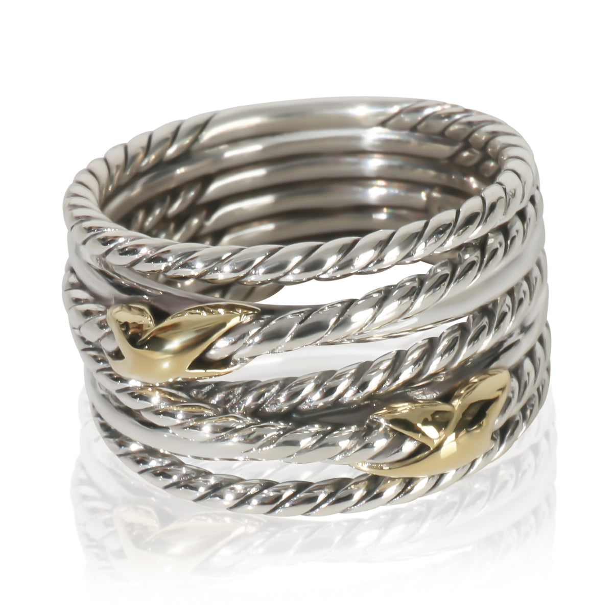 David Yurman Yellow Gold & Sterling Silver  Double X Crossover Ring fv
