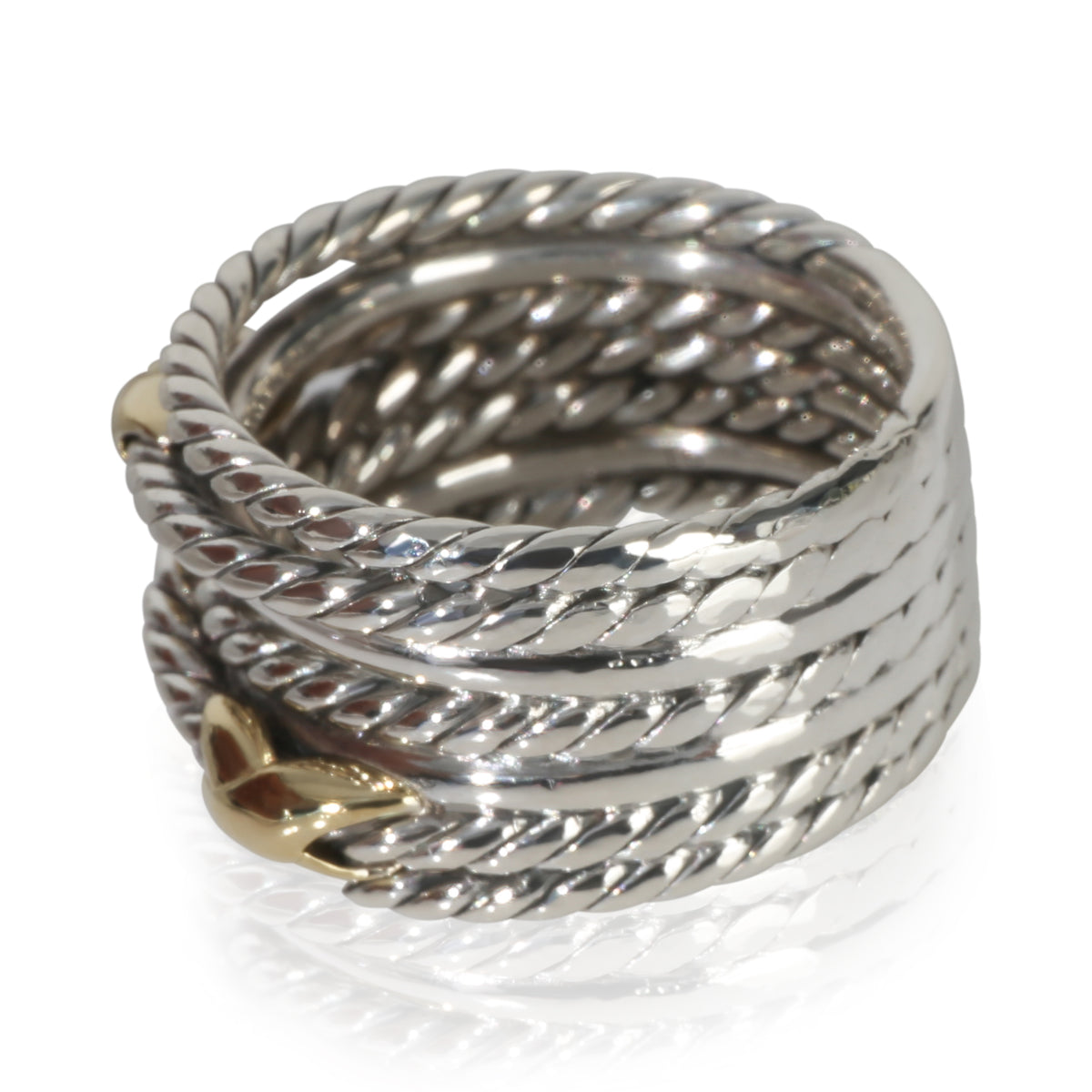 David Yurman Yellow Gold & Sterling Silver  Double X Crossover Ring sv
