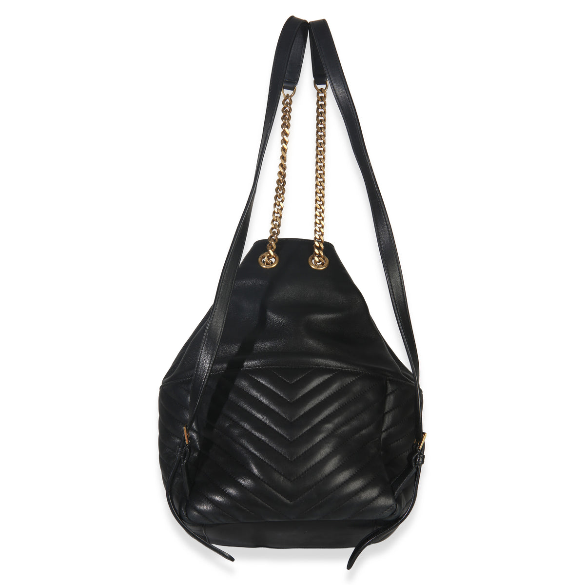 Saint Laurent Black Matelasse Lambskin Monogram Joe Backpack Handbag bv