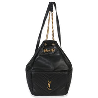 Saint Laurent Black Matelasse Lambskin Monogram Joe Backpack Handbag fv