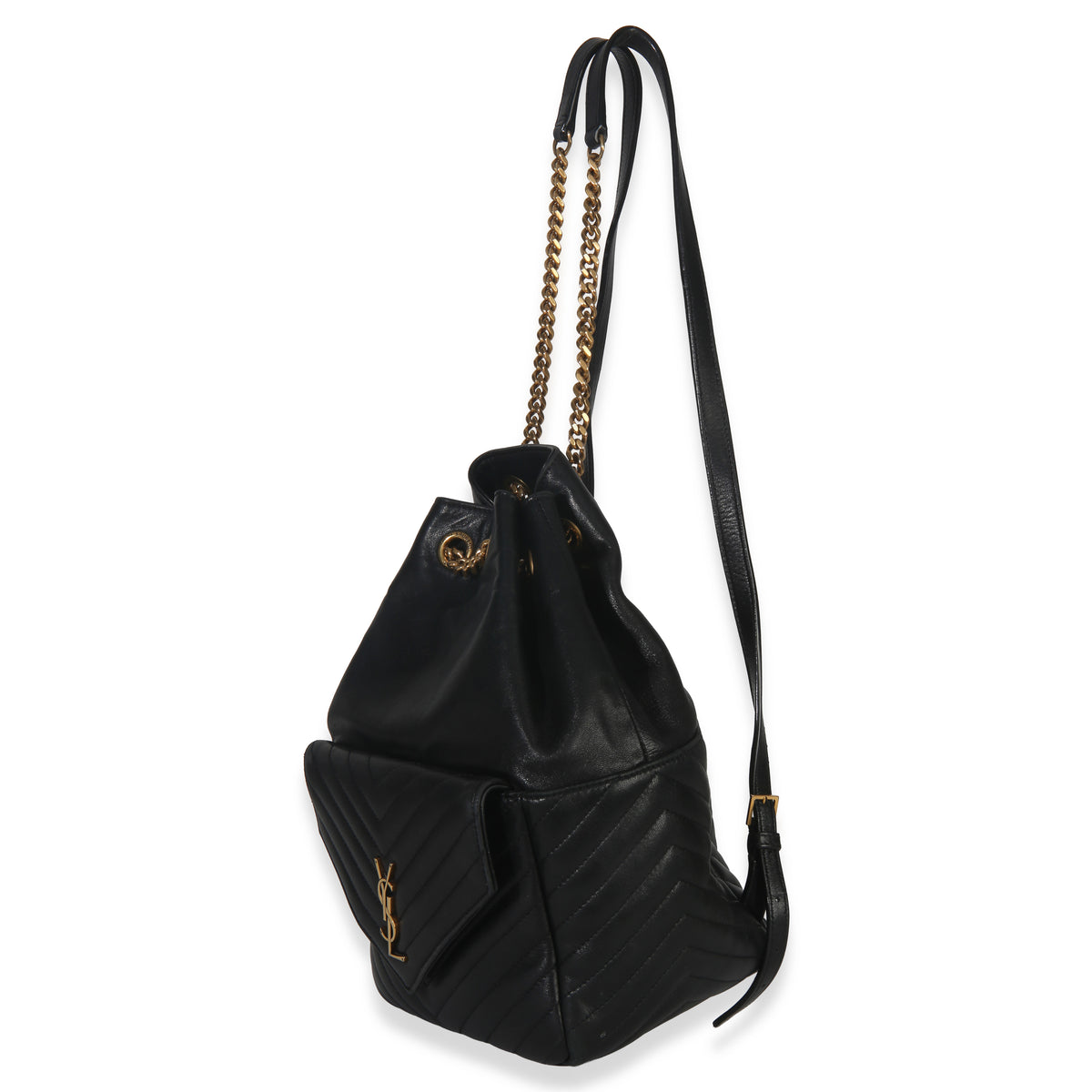 Saint Laurent Black Matelasse Lambskin Monogram Joe Backpack Handbag pv