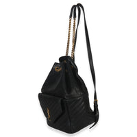 Saint Laurent Black Matelasse Lambskin Monogram Joe Backpack Handbag pv