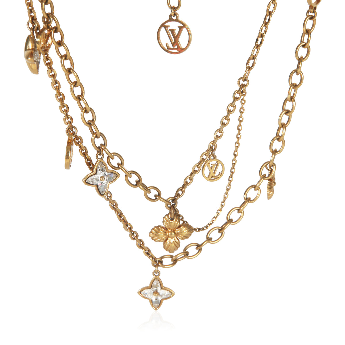 Louis Vuitton Gold Plated  Blooming Strass Necklace fv