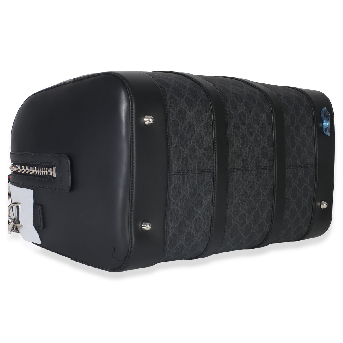 Gucci Black GG Supreme Canvas Web Duffle Bag Handbag clasp