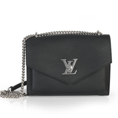 Louis Vuitton Black Soft Calfskin Mylockme Chain Bag BB Handbag fv