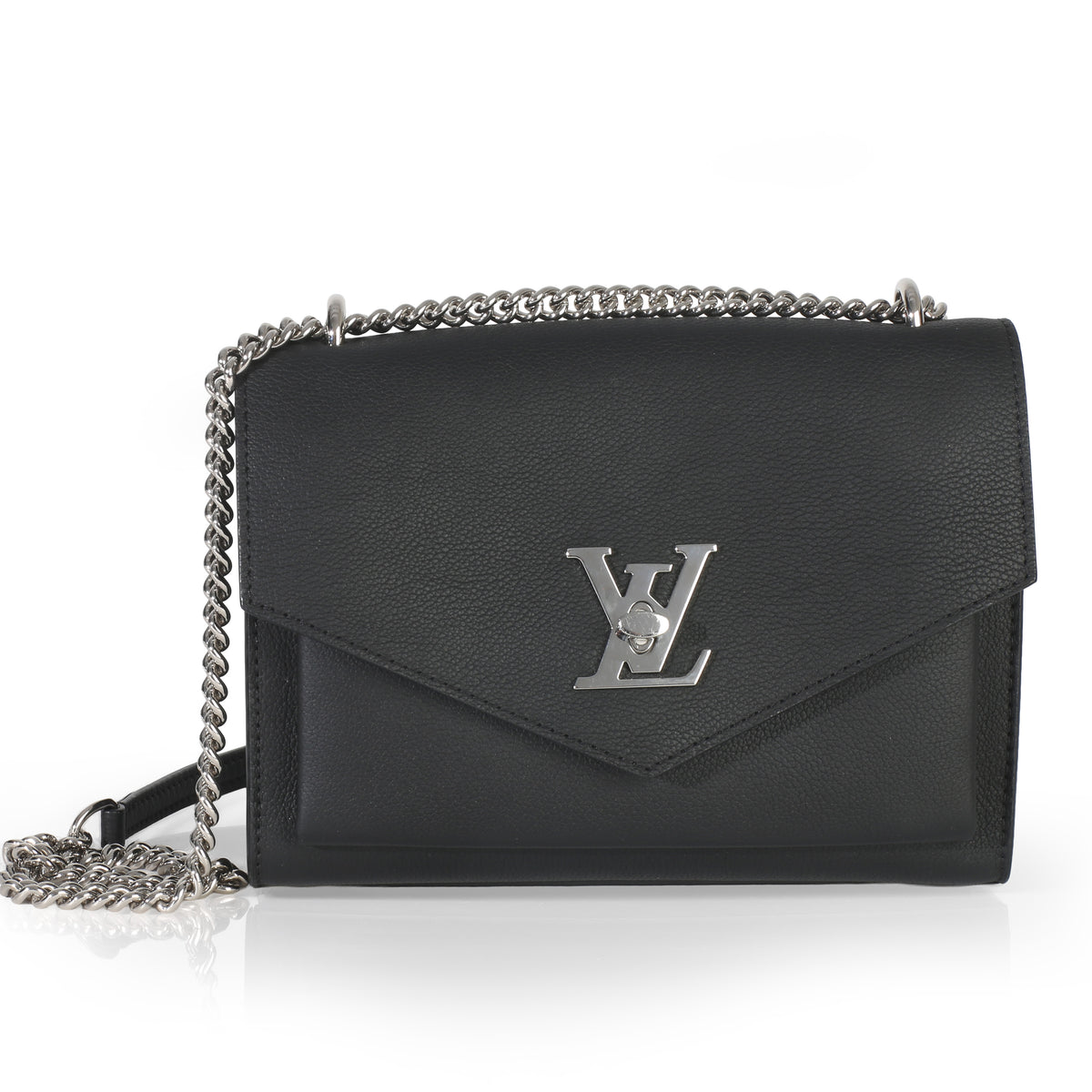 Louis Vuitton Black Soft Calfskin Mylockme Chain Bag BB Handbag fv