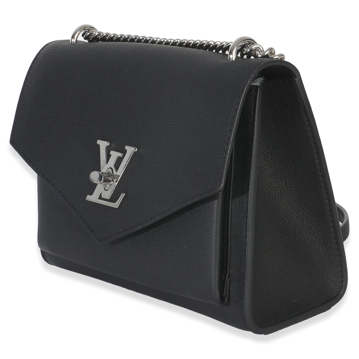 Louis Vuitton Black Soft Calfskin Mylockme Chain Bag BB Handbag pv