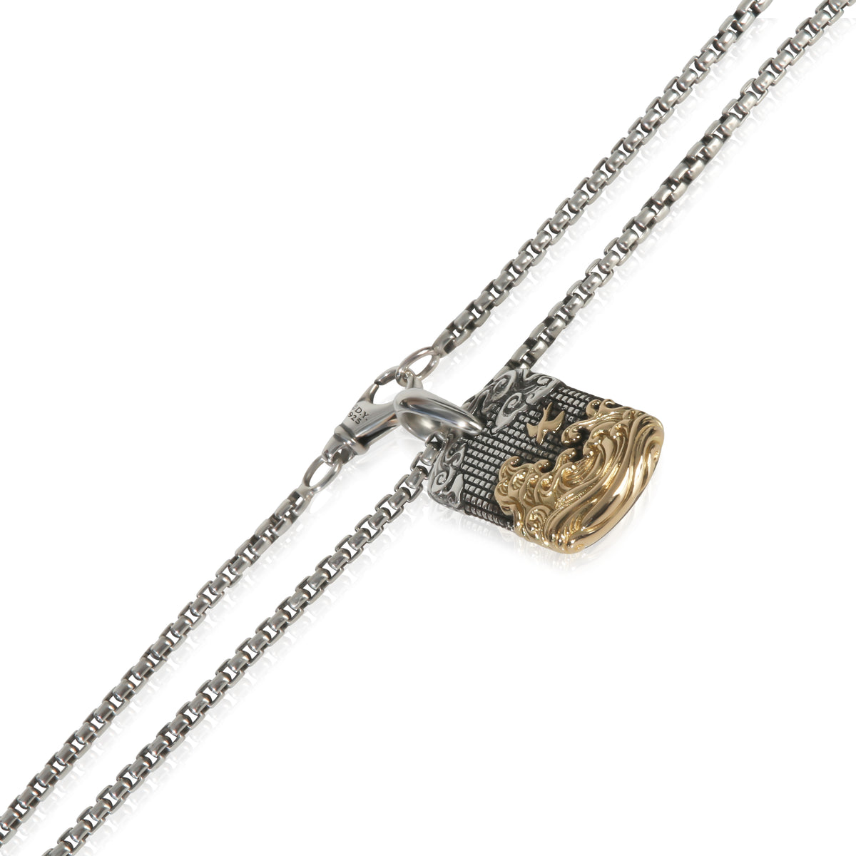 David Yurman Yellow Gold & Sterling Silver  Waves Tag Pendant sv