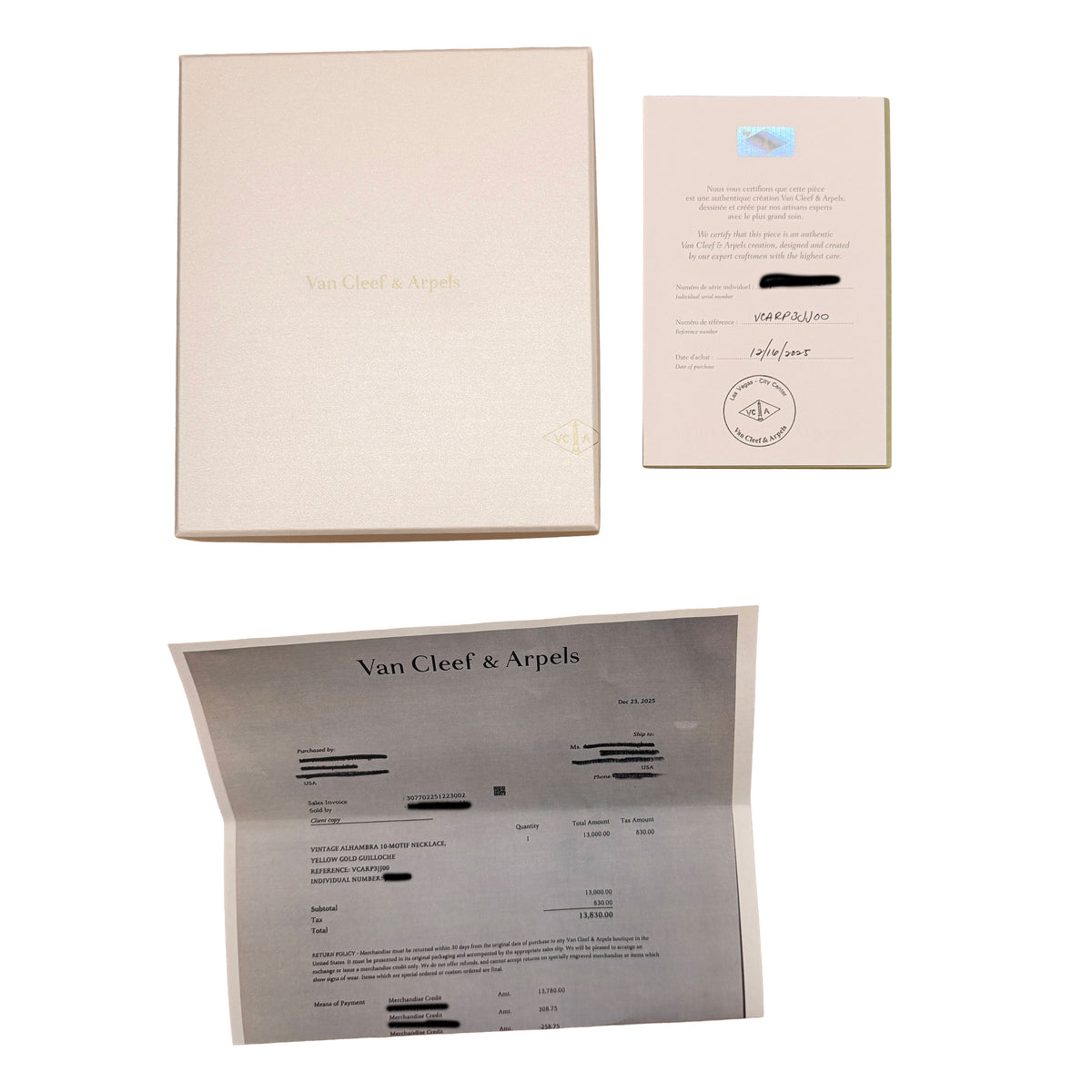 Van Cleef & Arpels Yellow Gold  Vintage Alhambra Necklace box