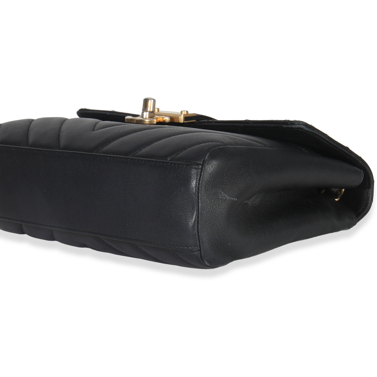 Chanel Black Calfskin Chevron Small In The City Bag Handbag clasp