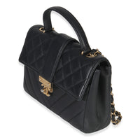 Chanel Black Calfskin Chevron Small In The City Bag Handbag pv