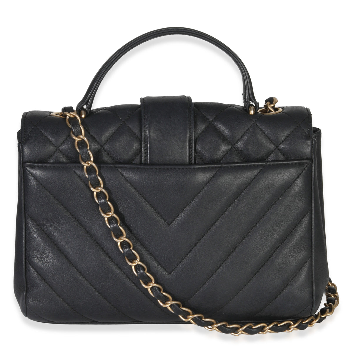 Chanel Black Calfskin Chevron Small In The City Bag Handbag stamp