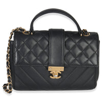 Chanel Black Calfskin Chevron Small In The City Bag Handbag sv