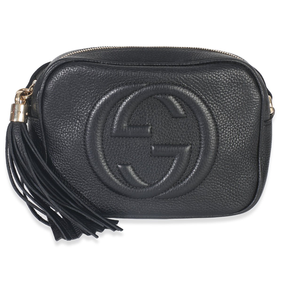 Gucci Black Pebbled Calfskin Small Soho Disco Crossbody Handbag fv