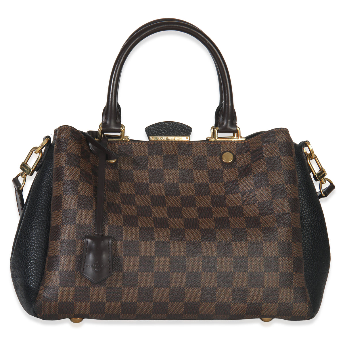 Black Taurillon Damier Ebene Canvas Brittany Bag