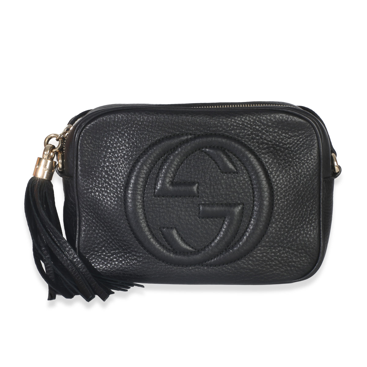 Gucci Black Pebbled Calfskin Small Soho Disco Crossbody Handbag fv