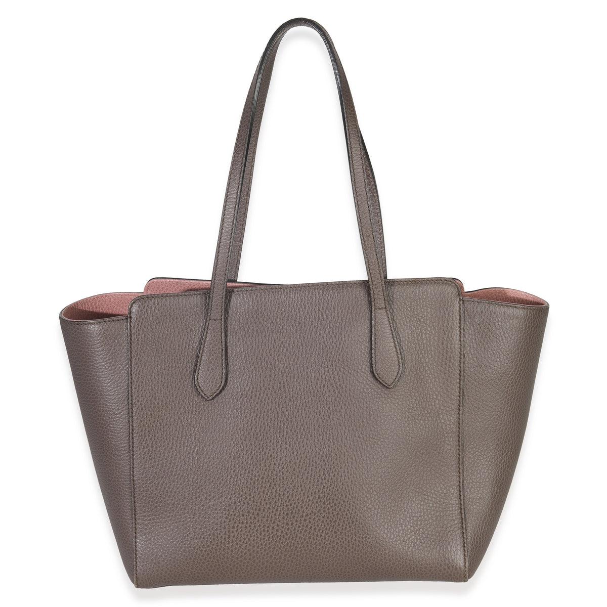 Gucci Pink Grey Pebbled Calfskin Medium Swing Tote Handbag bv