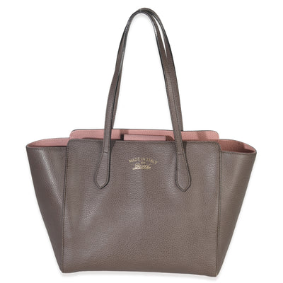 Pink Grey Pebbled Calfskin Medium Swing Tote