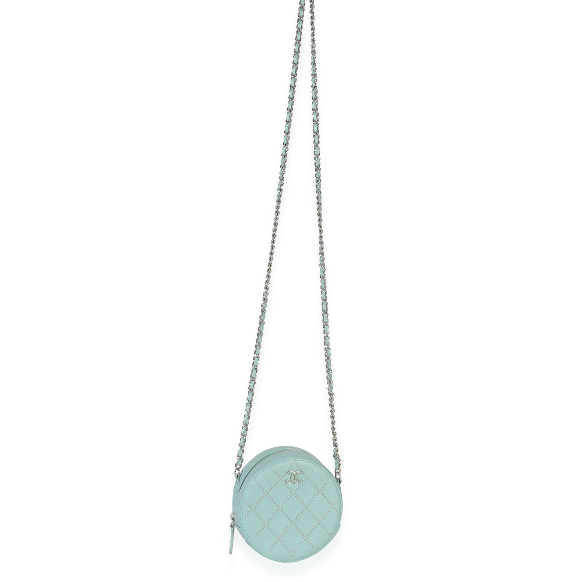 Chanel Teal Ultimate Stitch Lambskin Round Clutch On Chain Handbag av