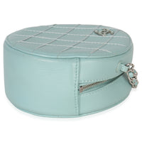 Chanel Teal Ultimate Stitch Lambskin Round Clutch On Chain Handbag box