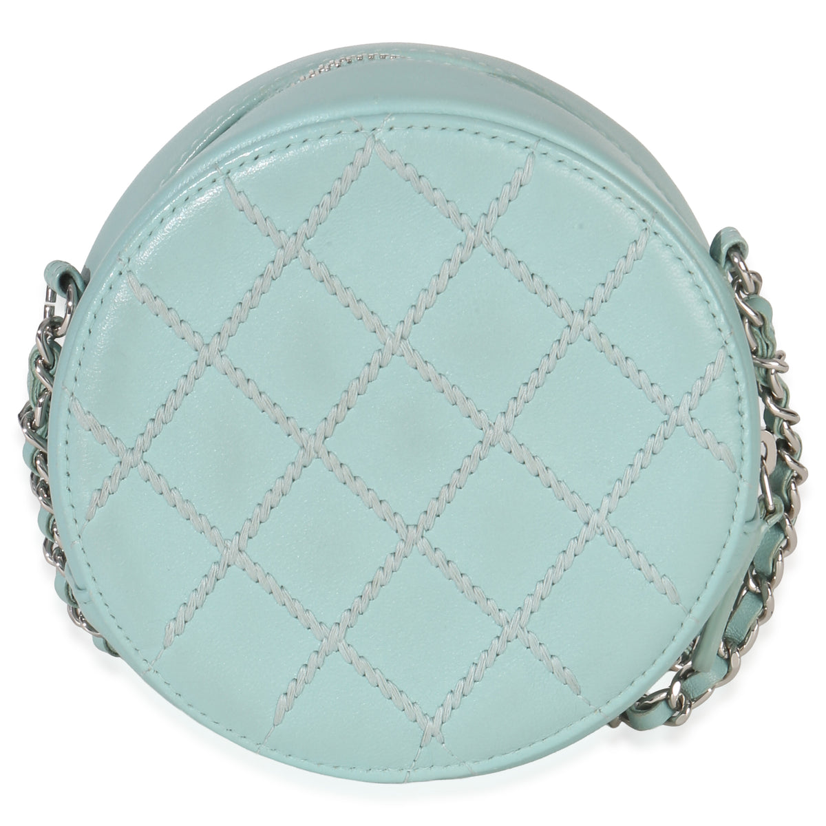 Chanel Teal Ultimate Stitch Lambskin Round Clutch On Chain Handbag bv